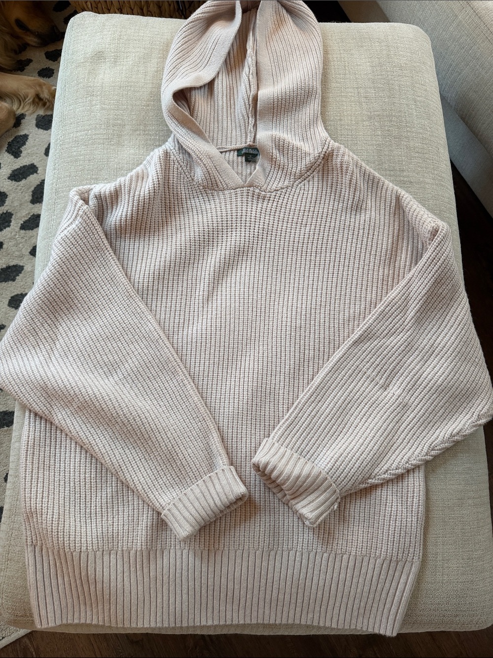 wild fable Chunky Rib-Knit Hooded Sweater in Light Pink